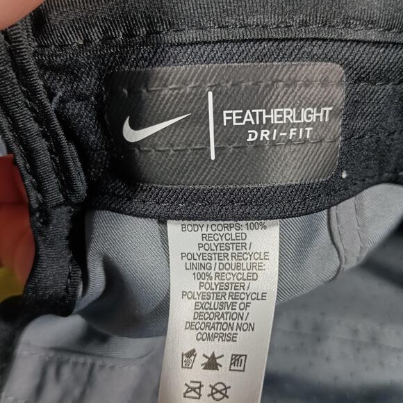 Nike Featherlight Hat Cap Gray Black Strapback Dri-FIT Running - Picture 7 of 9